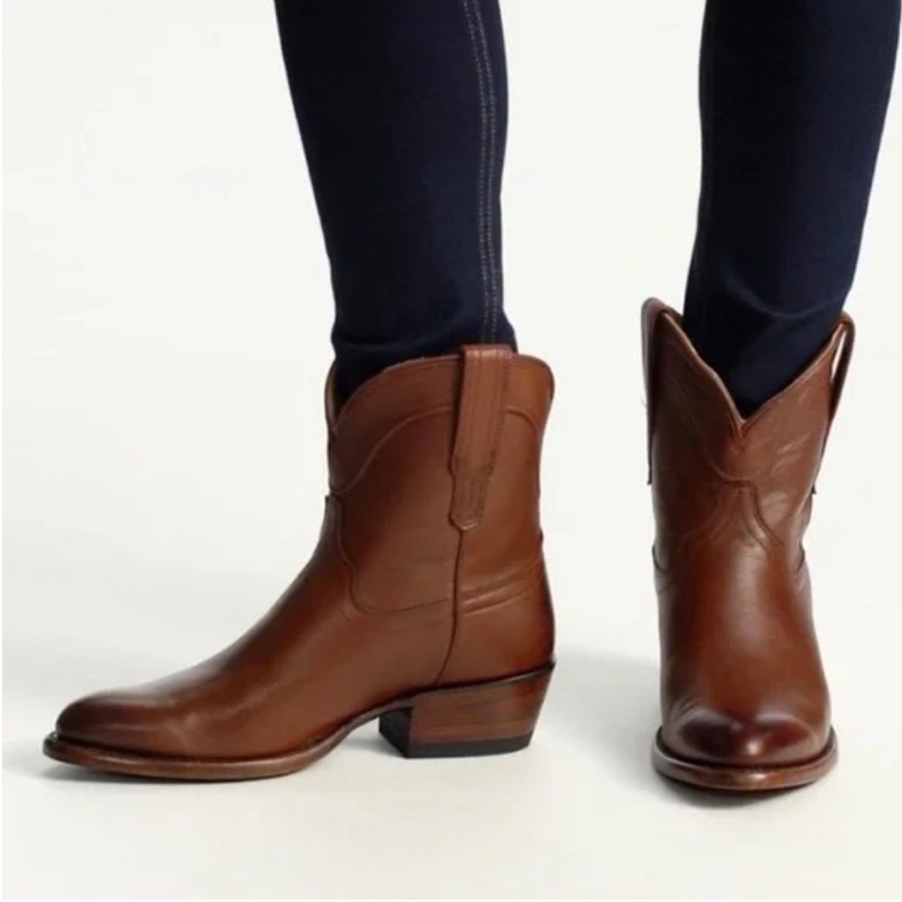 Tecovas The Penny Boot Genuine Leather Bourbon Brown Ankle Boot Cowgirl Western